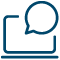 Laptop and chat bubble icon.